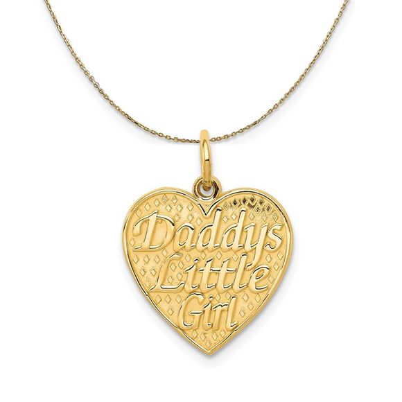 14k Yellow Gold Daddy's Little Girl Heart Necklace - 16 Inch